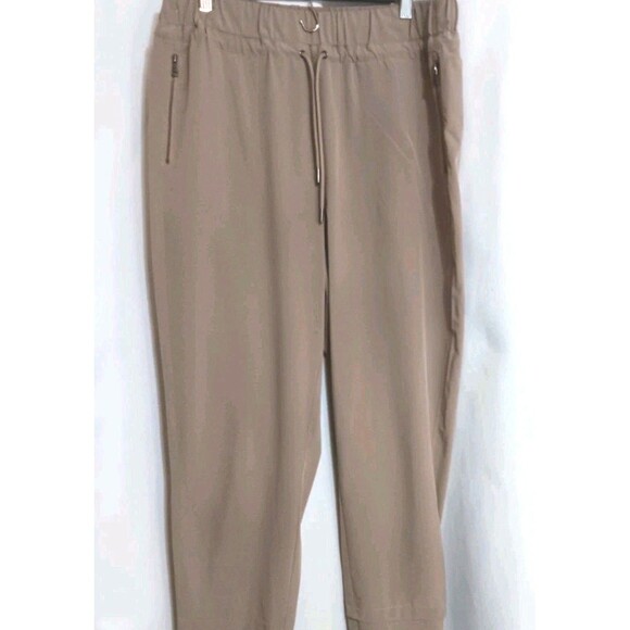 Charlie B G/L Taupe Athleisure Jogger Pants C5310-141B Drawstring Zipper Pockets - Picture 2 of 12